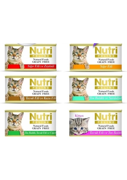 Nutri Feline Tahılsız Kedi Maması 6'lı Özel Paket Karışık