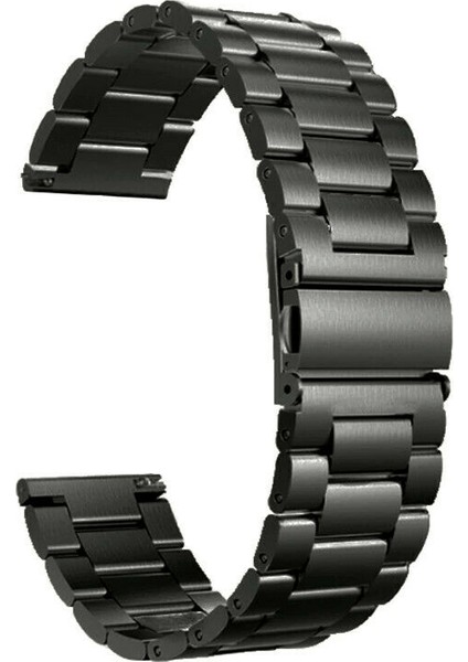 Samsung Galaxy Gear S3 20mm Kordon Metal Sıralı Kordon Siyah