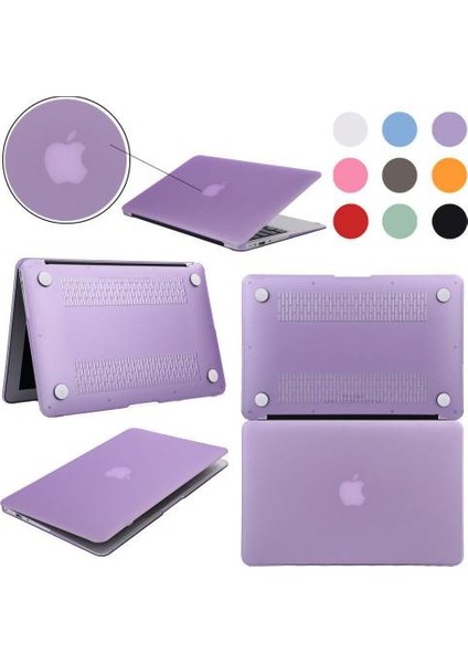 Apple Macbook Air 13.3" Air A1932 Kılıf 2in1 Silikonsu Mat Doku Mor