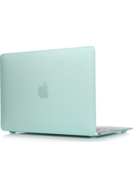 Apple Macbook Air 13.3" Air A1932 Kılıf 2in1 Silikonsu Mat Doku Su Yeşili