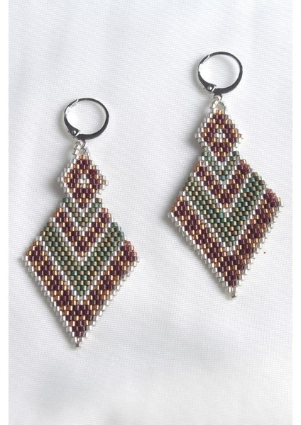 's Küpe Miyuki Baklava Desen Bakır-Yeşil