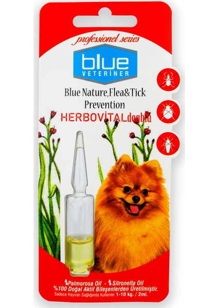 Blue Veteriner 1-10KG Köpekler Için Bitkisel Ense Damlası 2ml