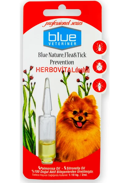 Blue Veteriner 1-10KG Köpekler Için Bitkisel Ense Damlası 2ml