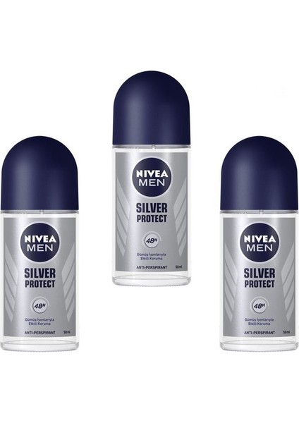 Deo Roll-On Erkek Deodorant Silver Protect 50 ml 3 Adet