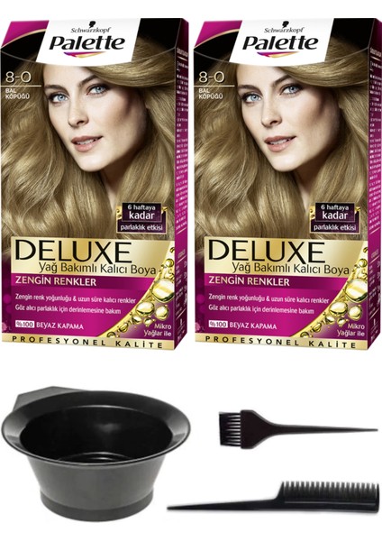 2’li Palette Deluxe 8-0 Bal Köpüğü Saç Boyası ve Saç Boyama Seti