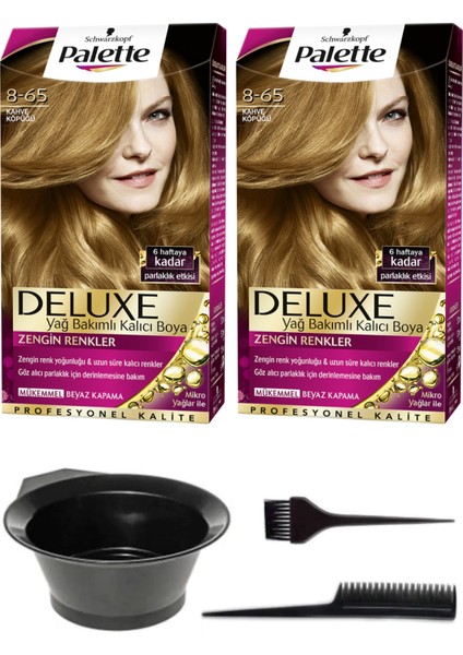 2’li Palette Deluxe 8-65 Kahve Köpüğü Saç Boyası ve Saç Boyama Seti