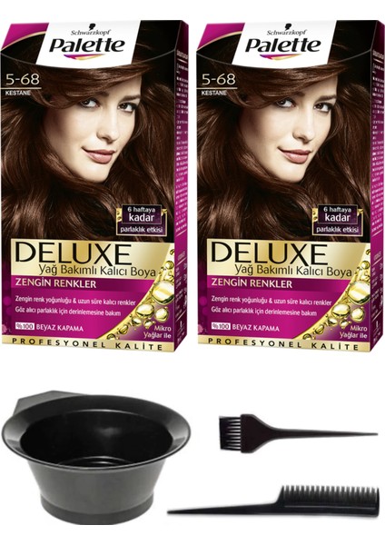2’li Palette Deluxe 5-68 Kestane Saç Boyası ve Saç Boyama Seti
