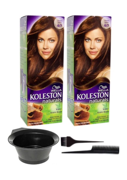 2’li Koleston Naturals 6/7 Çikolata Kahve Kalıcı Krem Saç Boyası ve Saç Boyama Seti