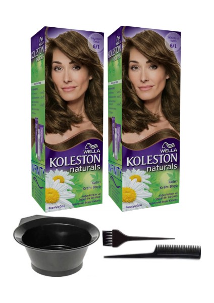 2’li Koleston Naturals 6/1 Büyüleyici Kahve Kalıcı Krem Saç Boyası ve Saç Boyama Seti