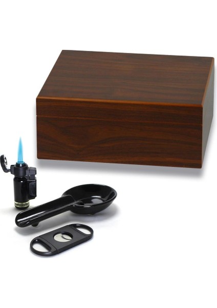 Cedar Alman Süper Eco Humidor Puro Seti Kahve 30's