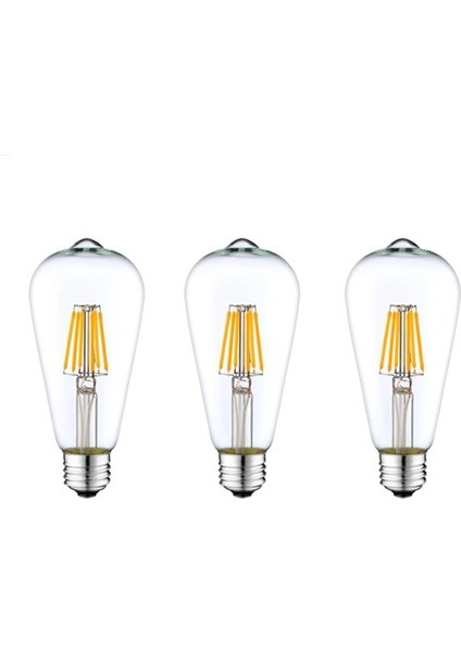 ST64 LED Rustik Ampul 6500K Beyaz 4 W 3'lü