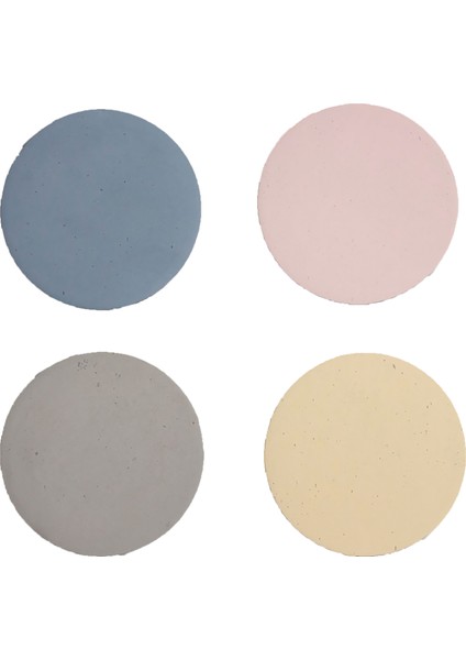 Beton Bardak Altlığı 4'lü Set Pastel Renkler