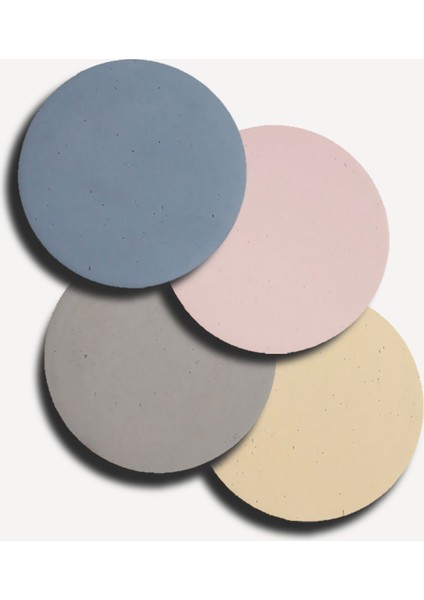 Beton Bardak Altlığı 4'lü Set Pastel Renkler