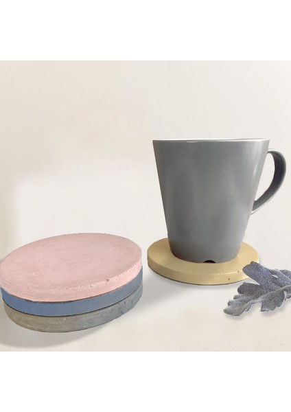Beton Bardak Altlığı 4'lü Set Pastel Renkler