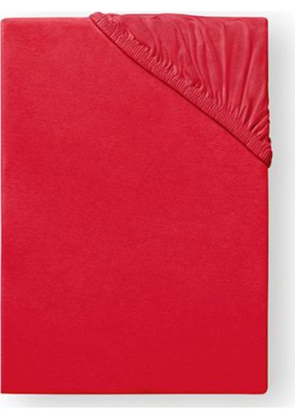 Tek Kişilik Pamuk 100x200 cm Penye Kumaş Lastikli Çarşaf Kırmızı