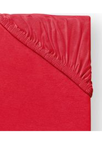 Tek Kişilik Pamuk 100x200 cm Penye Kumaş Lastikli Çarşaf Kırmızı