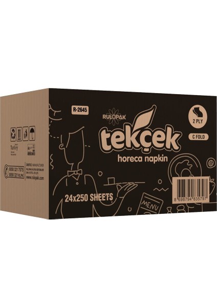 Tekçek Horeca Maxi Dispenser Peçete 2 Katlı 250 Yaprak 24'Lü Paket