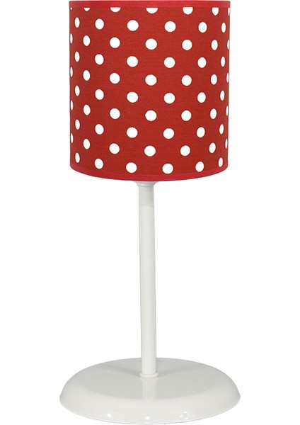 Masa Lambası Kumaş AbajurKırmızı Puantiye