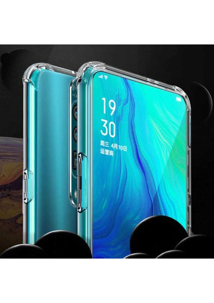 Case 4U Oppo A9 2020 Kılıf Darbe Emici Silikon Arka Kapak + Cam Ekran Koruyucu Şeffaf