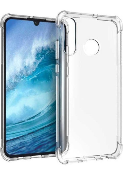 Huawei P30 Lite Kılıf Darbe Emici Silikon Arka Kapak + Cam Ekran Koruyucu Şeffaf