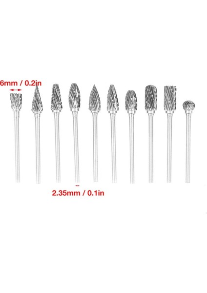 Tungsten Ahşap Oyma 10'lu Uç Seti Dremel Gravür Matkap Uçları
