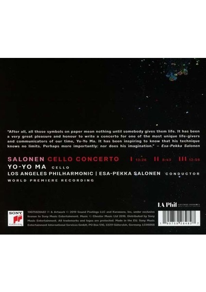 Salonen Cello Concerto - Yo-Yo Ma CD fiyatları