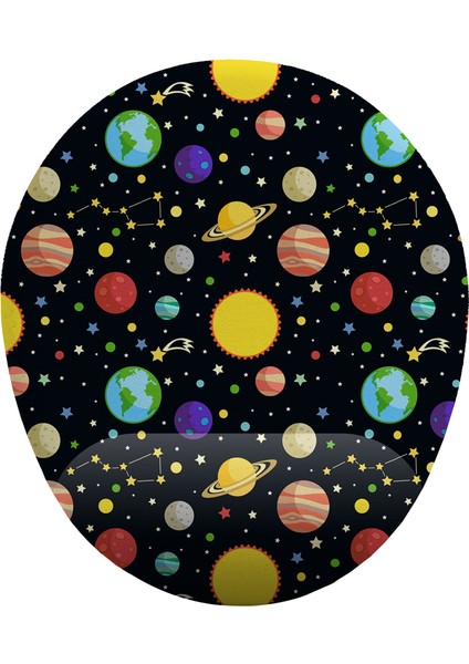Uzay Güneş ve Gezegenler Bilek Destekli Mouse Pad