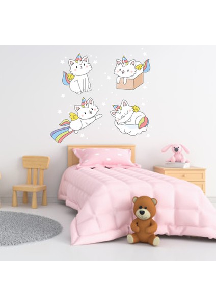 Parti Çocuk Unicorn Kedi Bebek Odası Sticker