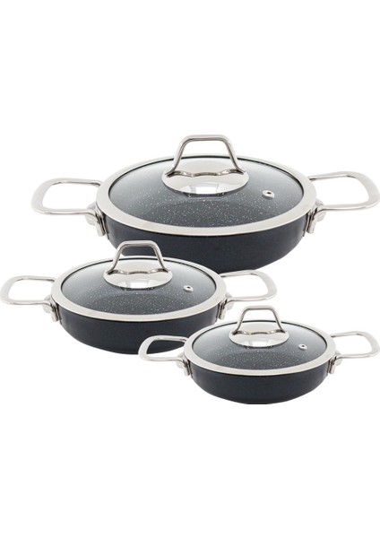 Zgkos Gusto 6 Parça Cam Kapaklı Granit Omlet Set