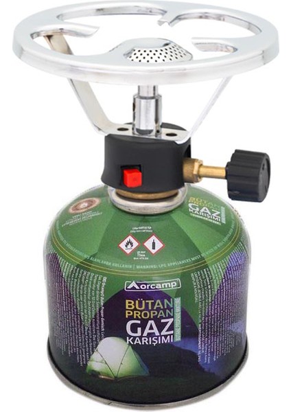 Siboplu Çakmaklı Ocak + Kamp Gaz Kartuşu Orgaz 450 gr - Orgaz KTS450 + CK192