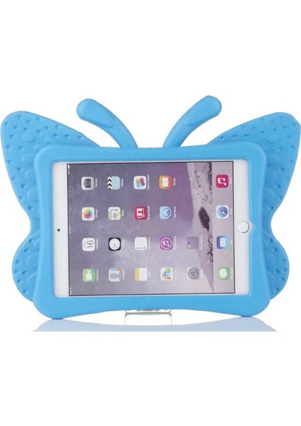 Apple iPad Mini 2. Nesil (2013) 7.9" Kılıf Kelebek Yumuşak Dokulu Standlı Silikon Kids Sarı