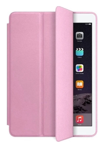 Apple iPad 6. Nesil (2018) 9.7" Kılıf + Kalem Uyku Modlu Smart Cover Katlanabilir Standlı Kapaklı Tablet Kılıfı Pembe