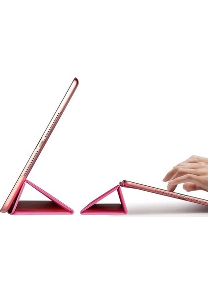 Apple iPad Pro 2. Nesil (2020) 11" Kılıf + Kalem Uyku Modlu Smart Cover Katlanabilir Standlı Kapaklı Tablet Kılıfı Gold