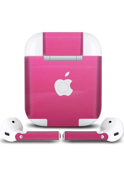 Apple AirPods Seri 1-2 Uyumlu Tasarım Sticker Kılıf Seti (Pembe)