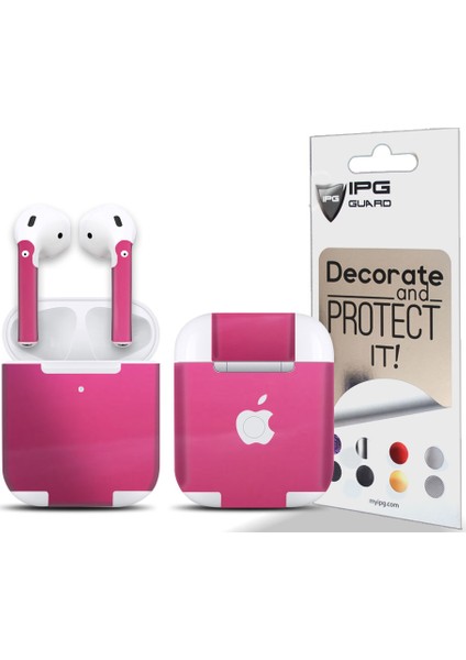 Apple AirPods Seri 1-2 Uyumlu Tasarım Sticker Kılıf Seti (Pembe)