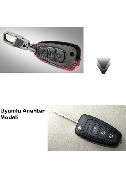 Ford Fiesta, Focus, Mondeo, C Max, Kuga, Tourneo Deri Anahtar Kılıfı (Sustalı)