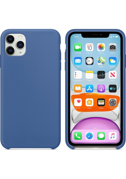 Apple iPhone 11 Pro Max Kılıf Liquid Lansman Silikon Lacivert