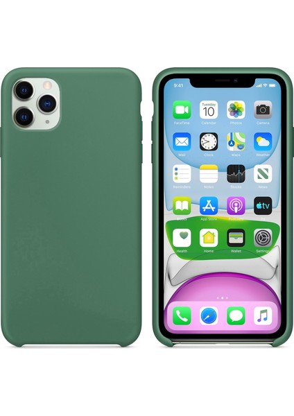 Apple iPhone 11 Pro Max Kılıf Liquid Lansman Silikon Yeşil