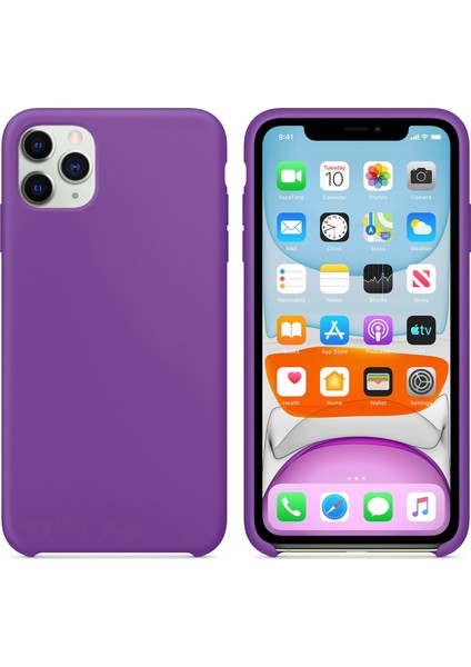 Apple iPhone 11 Pro Max Kılıf Liquid Lansman Silikon Mor