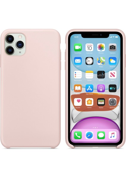 Apple iPhone 11 Pro Max Kılıf Liquid Lansman Silikon Pembe