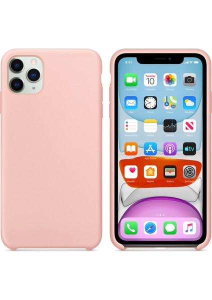 Apple iPhone 11 Pro Max Kılıf Liquid Lansman Silikon Açık Pembe