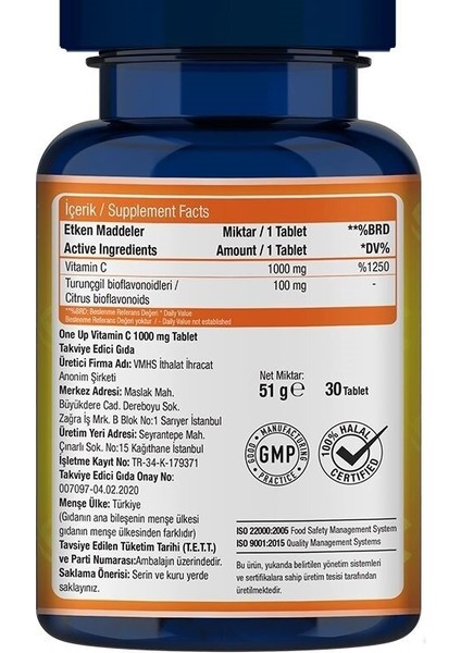 C Vitamini 1000 Mg 30 Tablet