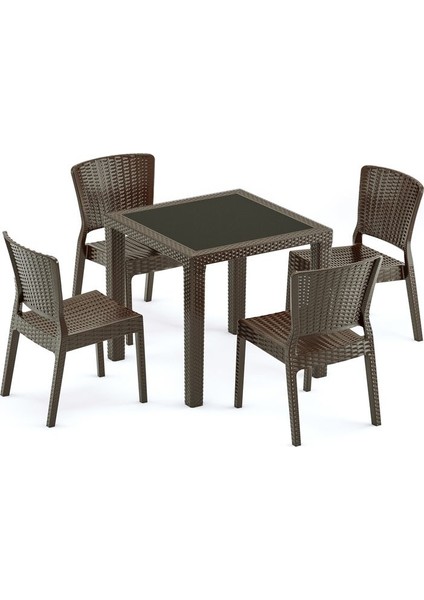 Venge Kare Cafe Dış Mekan Bahçe Masa Sandalye Takımı