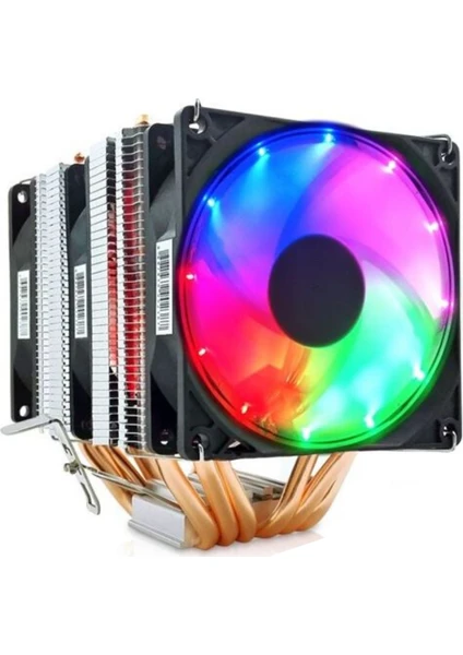 6 Bakır Kanallı 3 Fanlı Rainbow X6 Cpu Fan Işlemci Soğutucu