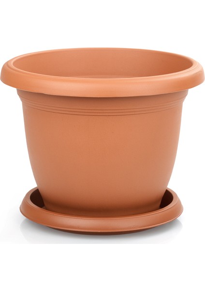 Yuvarlak Villa Saksı Bahçe Saksı Balkon Saksı 23 cm 3,7 lt Kiremit 6'lı