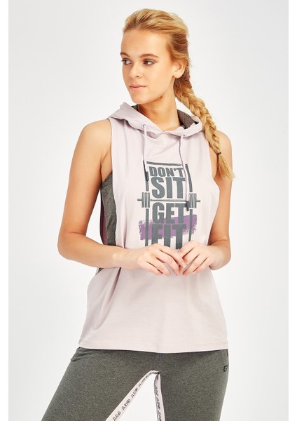 Regular Kadın Kapşonlu Kolsuz Lila Atlet 17503