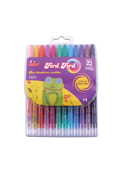 Masaüstü Fırıl Fırıl 12'li Çevir Aç Mum Boya