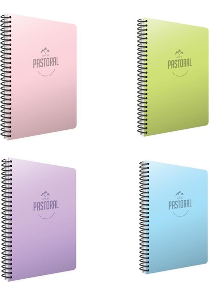 Pastoral Spiralli PP Kapak A4 96 Yaprak Çizgili Okul Defteri 4'lü Set
