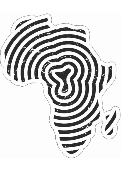 Afrika - Harita - Parmak Izi Sticker - 18070 Siyah 10 x 8.5 cm