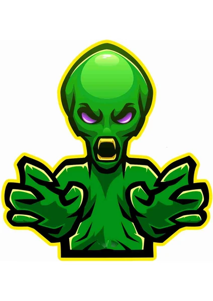 Sticker Atölyesi Alien - Gamer - Gaming - Esports Sticker - 29001 Yeşil 8 x 7.5 cm